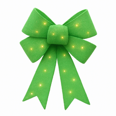 Elegant Green Fabric Bow with Lights - 21" Masquerade Decor
