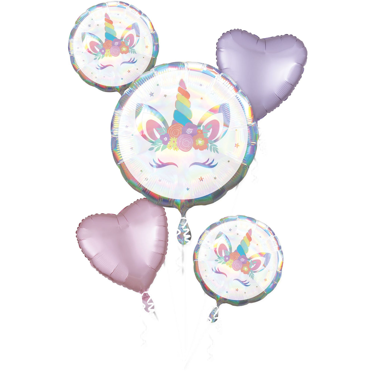 Unicorn Party Foil Balloon Bouquet - 5 Piece Set