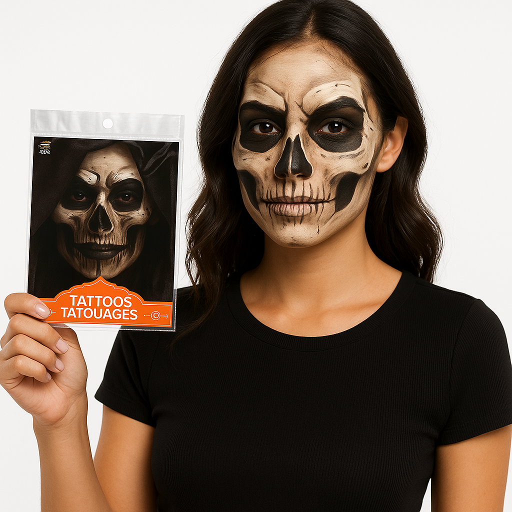 Halloween Skull Costume Tattoos - Special FX Set