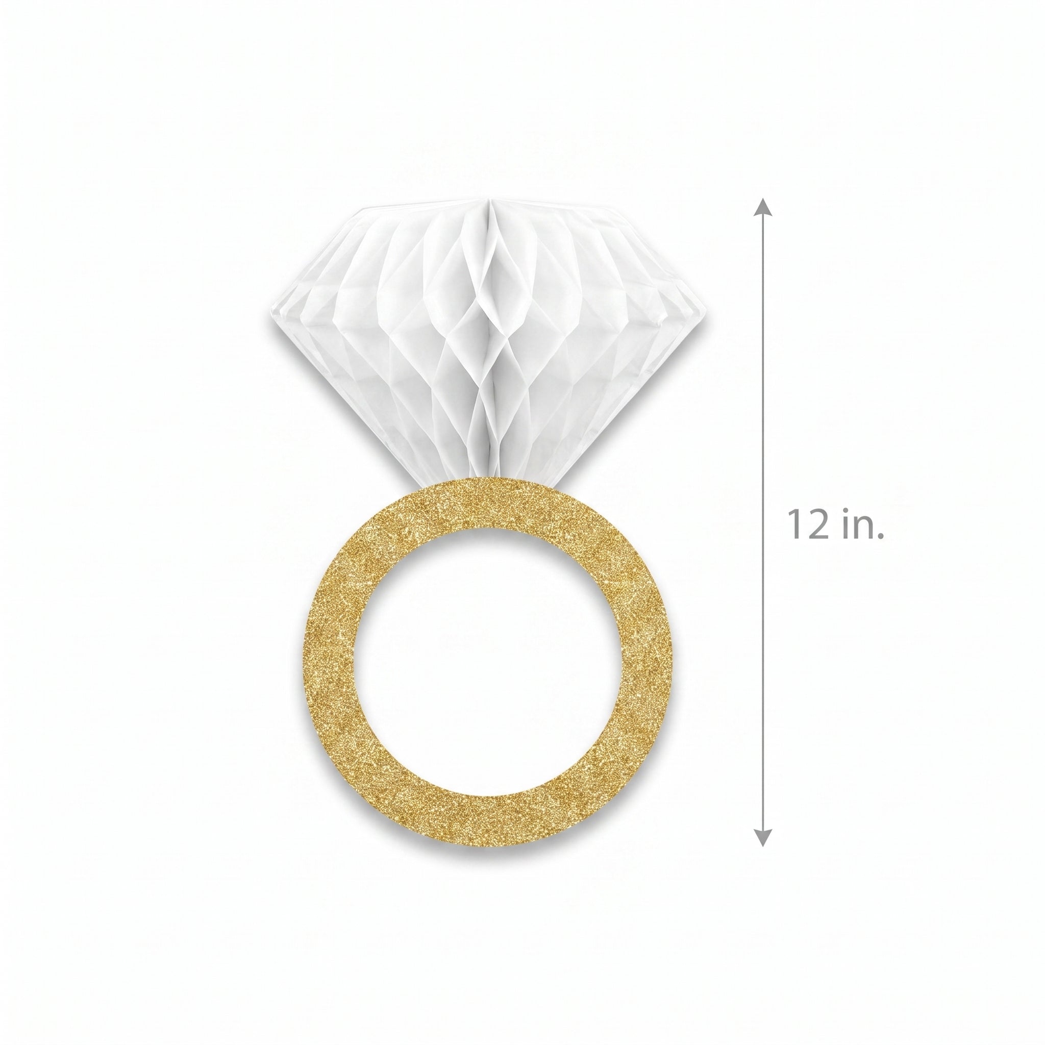 Glitter Gold Diamond Ring Hanging Decorations, 12-Inch, 3-Pack