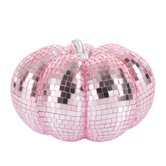 Sparkling Pink Disco Pumpkin Tabletop Prop