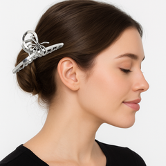 Silver Twist Spider Claw Hair Clip