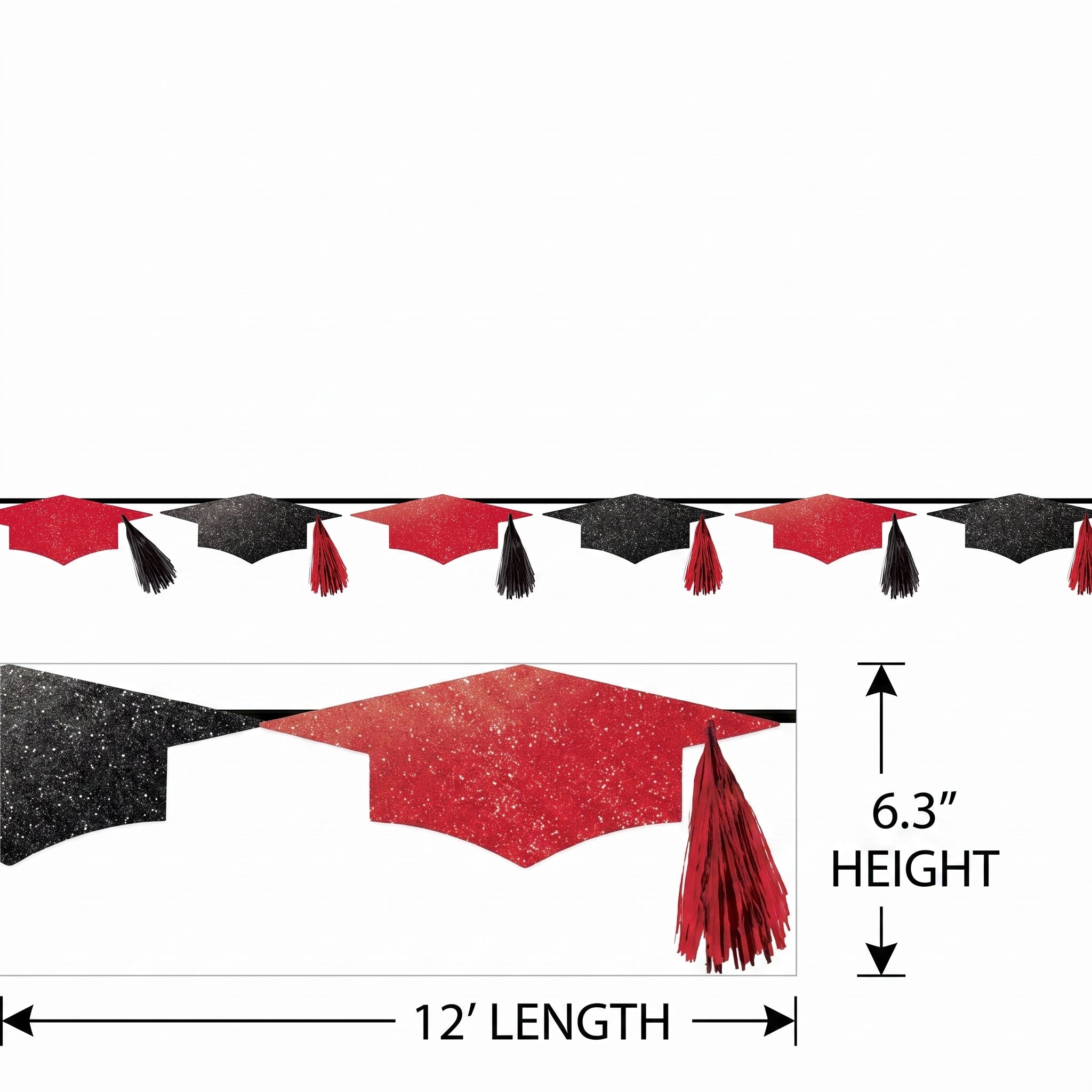 Red Grad Cap Tassel Banner - 12 In.