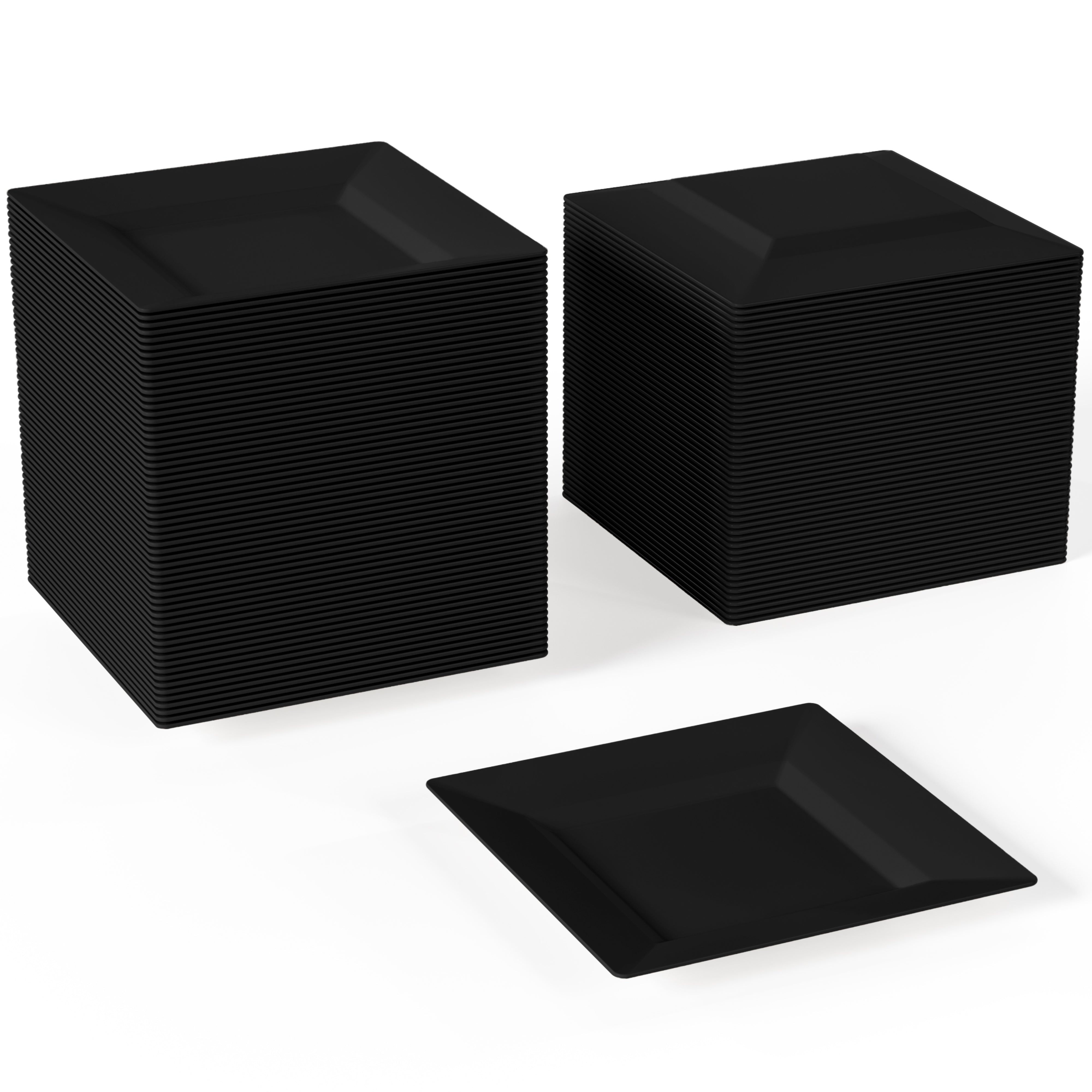 4.5 In. Black Square Plates - 100 Ct.