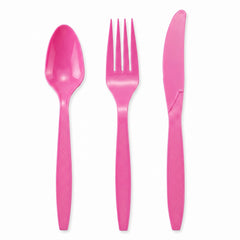 Bright Pink Plastic Cutlery Set - 7.5 in. - 64 Count