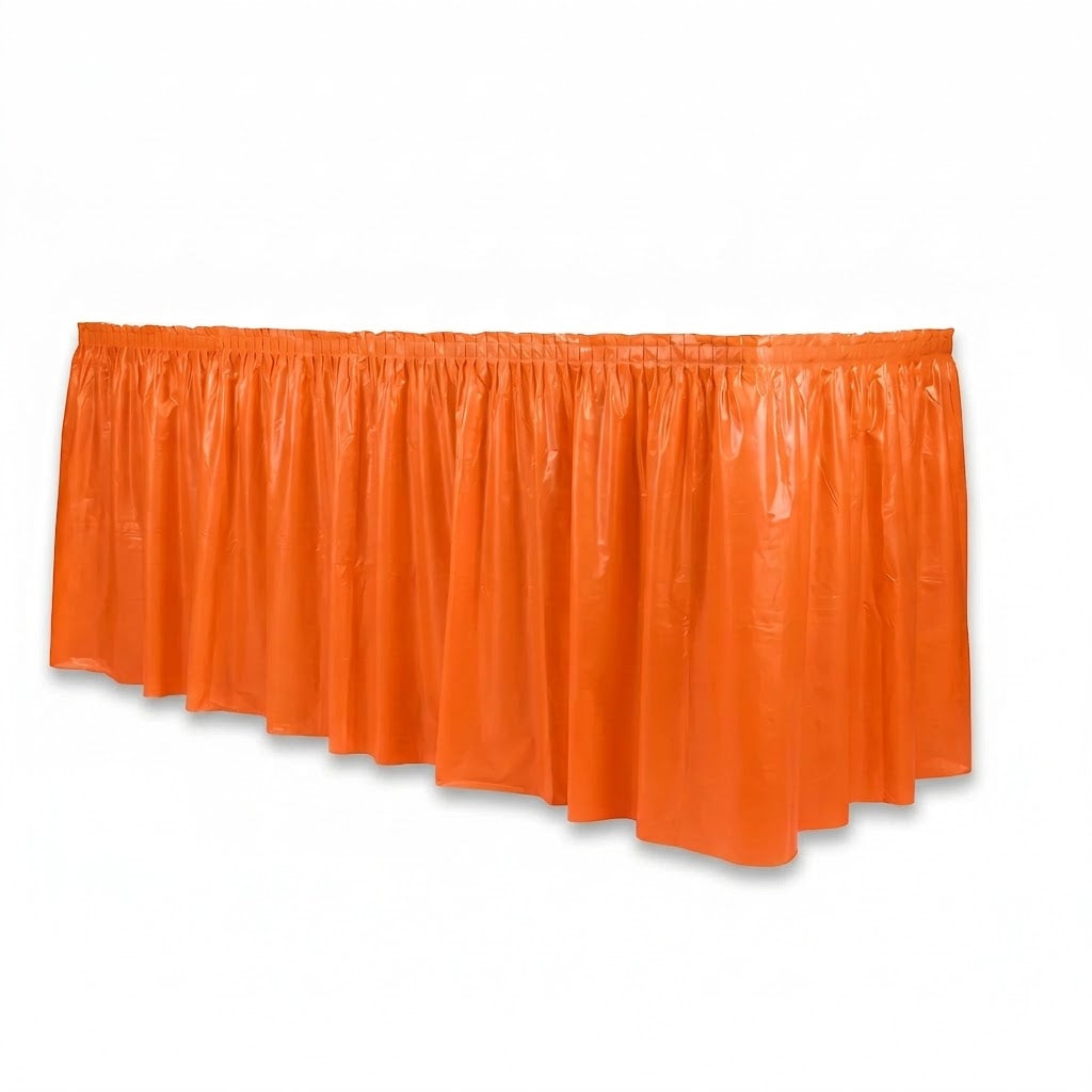 Vibrant Orange Plastic Table Skirt - 168" x 29"