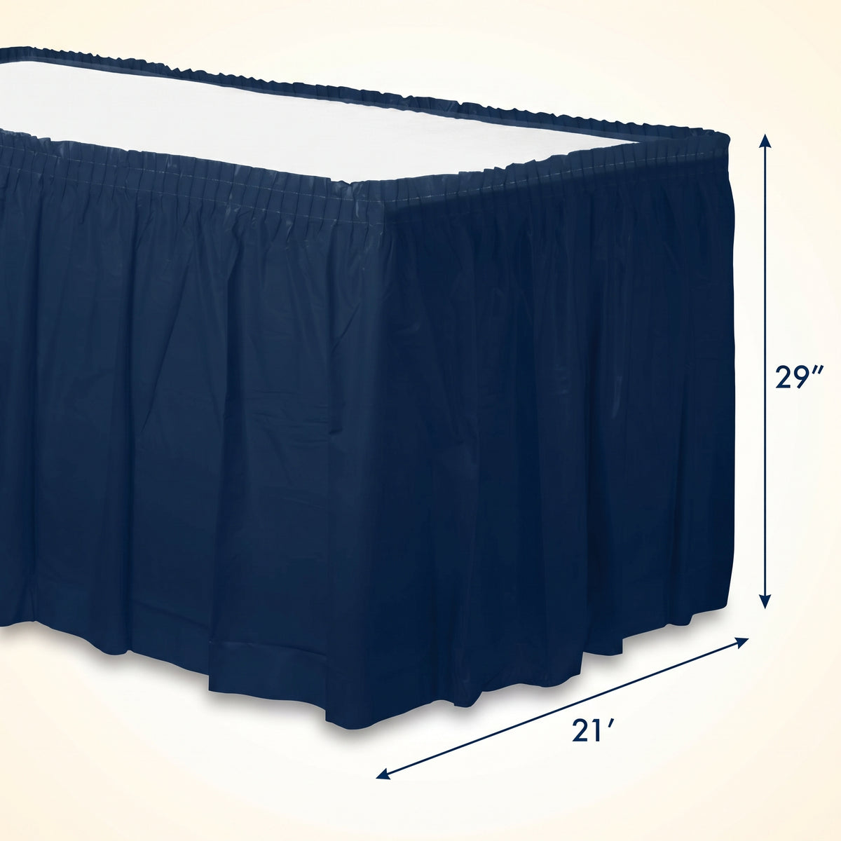 True Navy Plastic Table Skirt - 168" x 29"