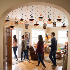 Orange Graduation Swirl Decorations - 12 Pack