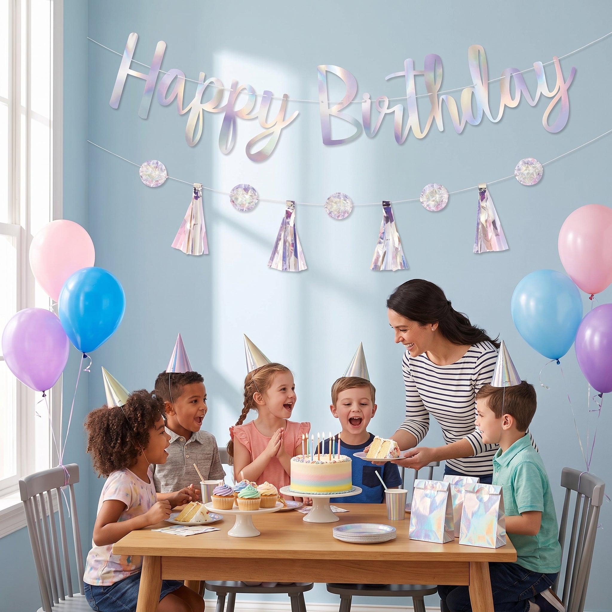Luminous Iridescent "Happy Birthday" Banner Kit for Kids