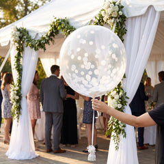 White Confetti Latex Balloons, 24-Inch, 2-Pack