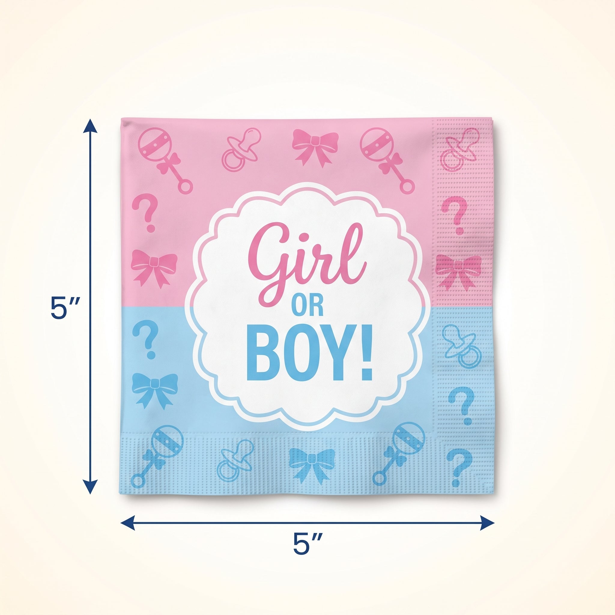 "Girl or Boy?" Gender Reveal Beverage Napkins - 16-Pack - 5 In. X 5 In.