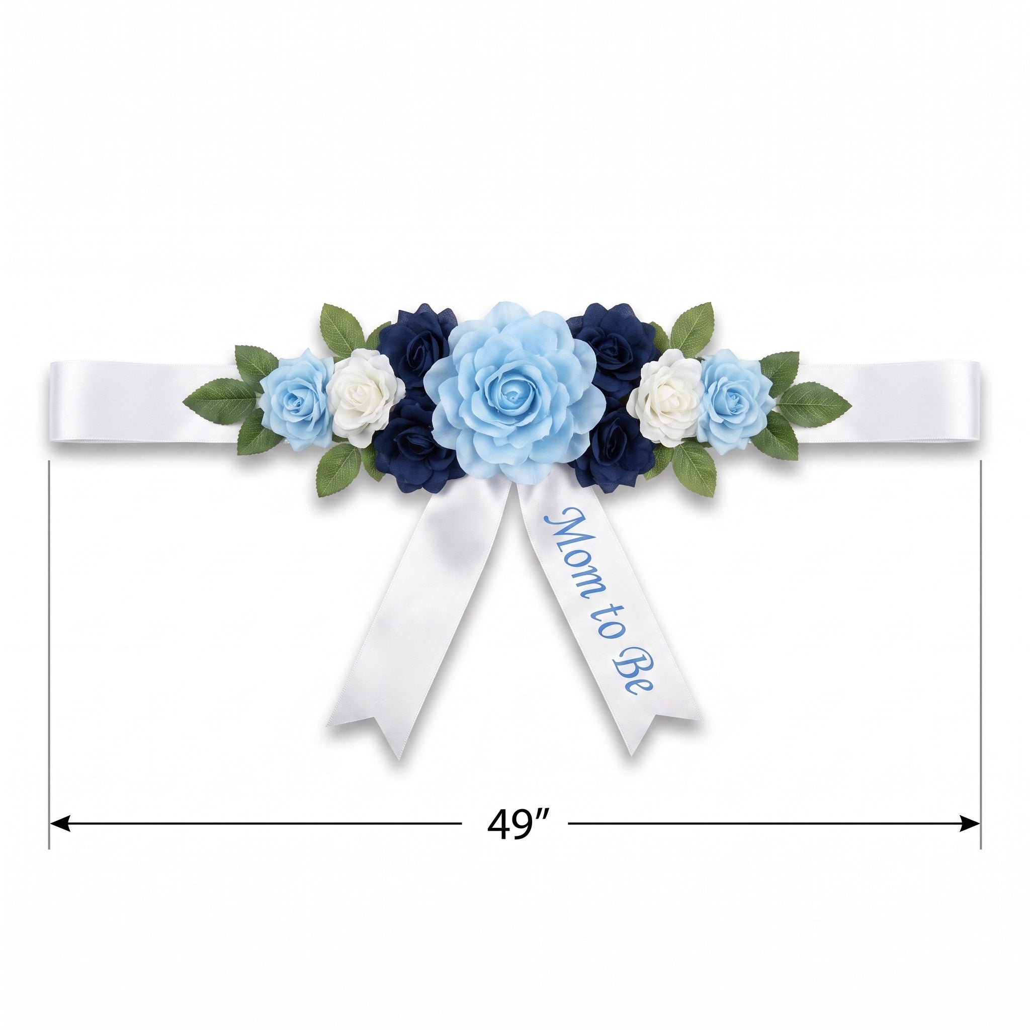 Blue Floral "Mom To Be" Bump Sash for Baby Shower