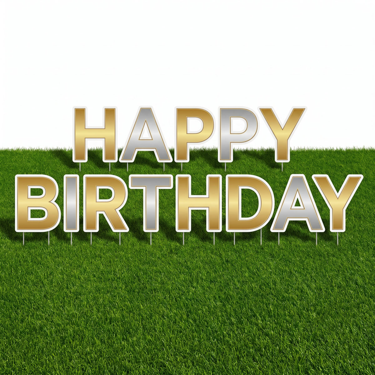 Gold & Silver Happy Birthday Yard Sign