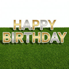 Gold & Silver Happy Birthday Yard Sign