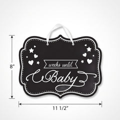 "Weeks Until Baby" Countdown Chalkboard Sign - Baby Shower Decoration