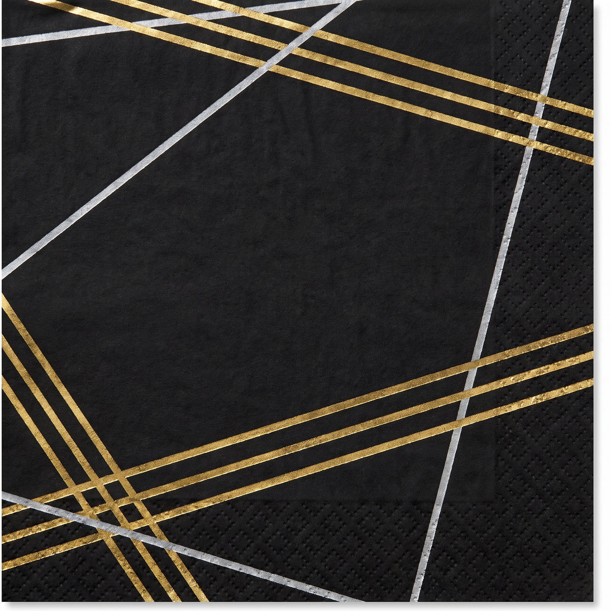 Geometric Gold & Silver Hot Stamped Beverage Napkins - 5 In. X 5 In.