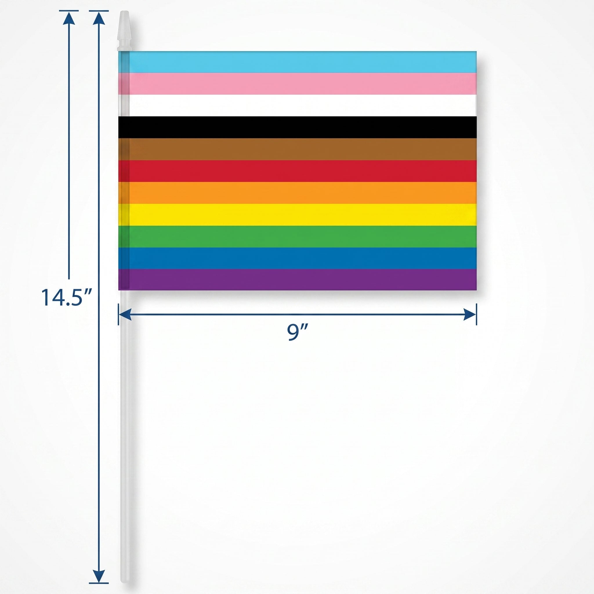 Inclusive LGBTQ+ Handheld Rainbow Flag