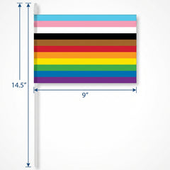 Inclusive LGBTQ+ Handheld Rainbow Flag