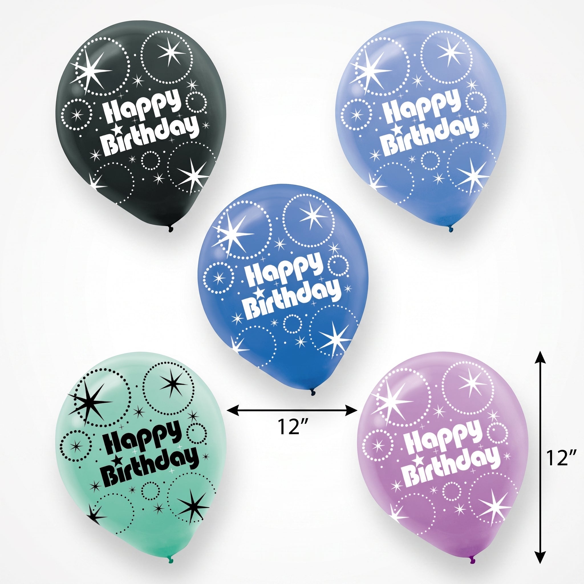 "Time to Party" 12" Happy Birthday Latex Balloons