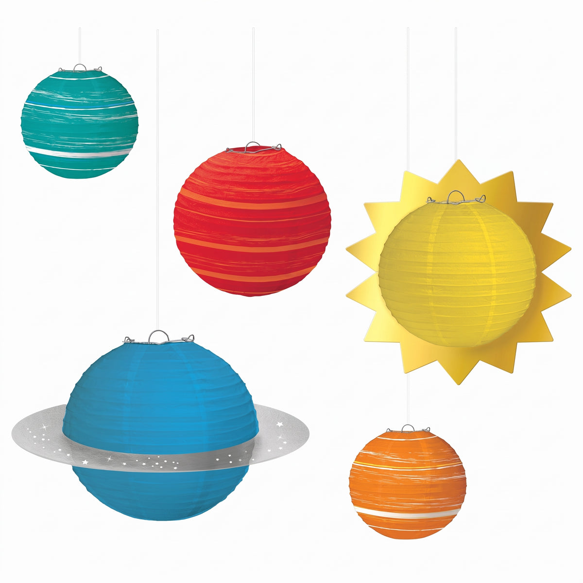 Blast Off Planet Paper Lantern Set for Baby's First Birthday