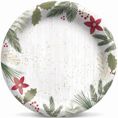 Festive Holly Berry Christmas Paper Plates - 6.75 Inch