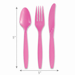 Bright Pink Plastic Cutlery Set - 7.5 in. - 32 ct