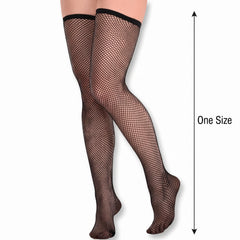 Black Fishnet Thigh-High Stockings - One Size Halloween Costume Accessory