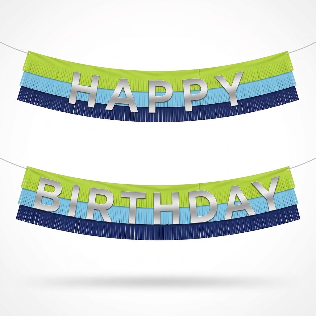 Modern Fringe Happy Birthday Banner