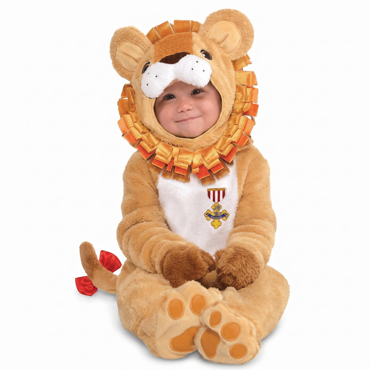 Infant Cowardly Lion Costume from The Wizard of Oz - Plush Halloween Jumpsuit with Hood - Infant (6-12 Months)