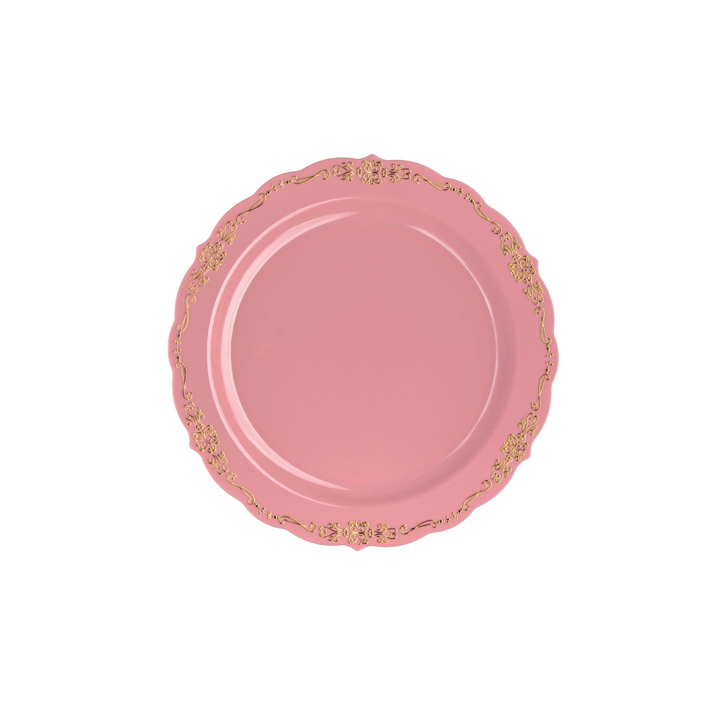 9 In. Pink/Gold Victorian Design Plates | 20 Count