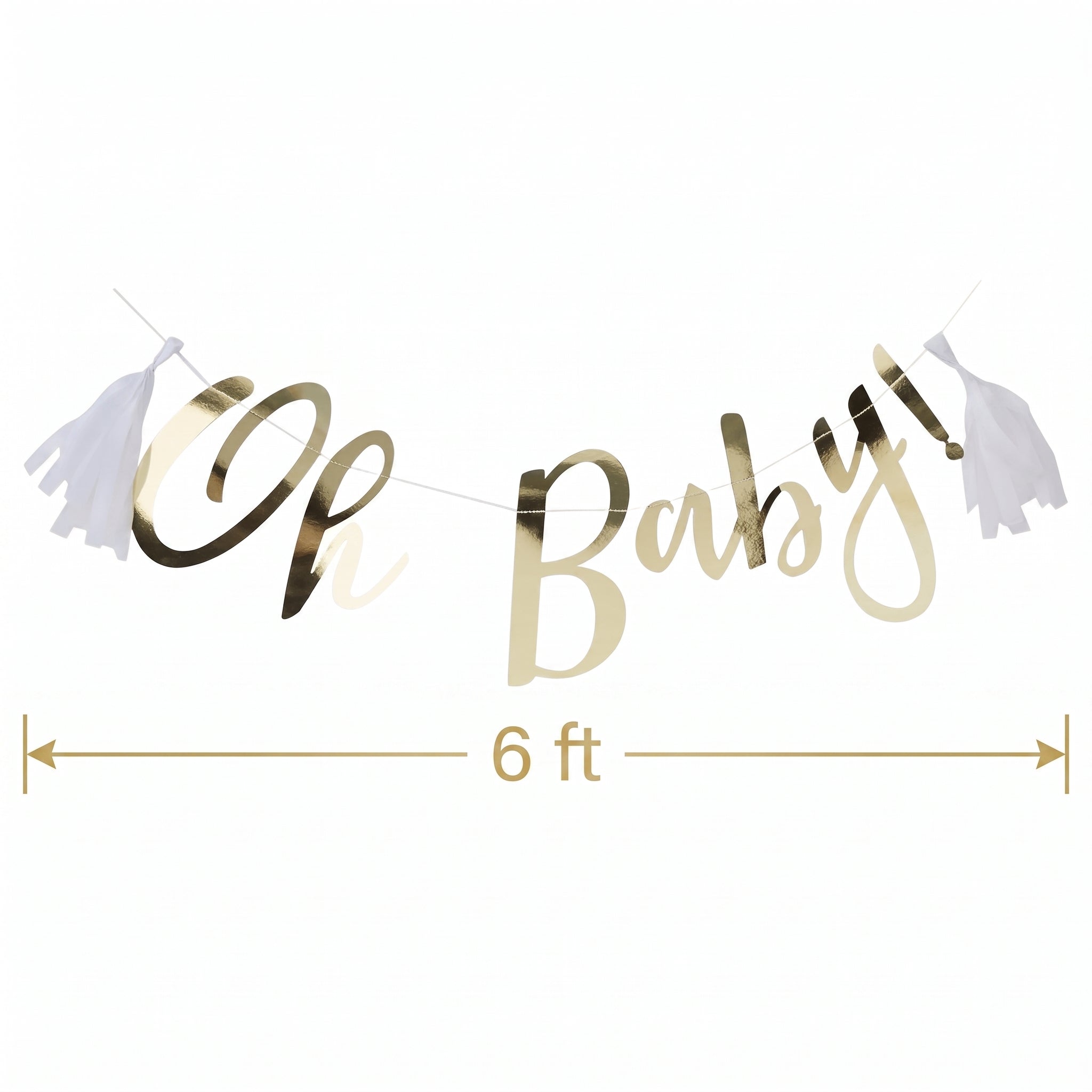 Oh Baby Gold Foil Banner with Tassels