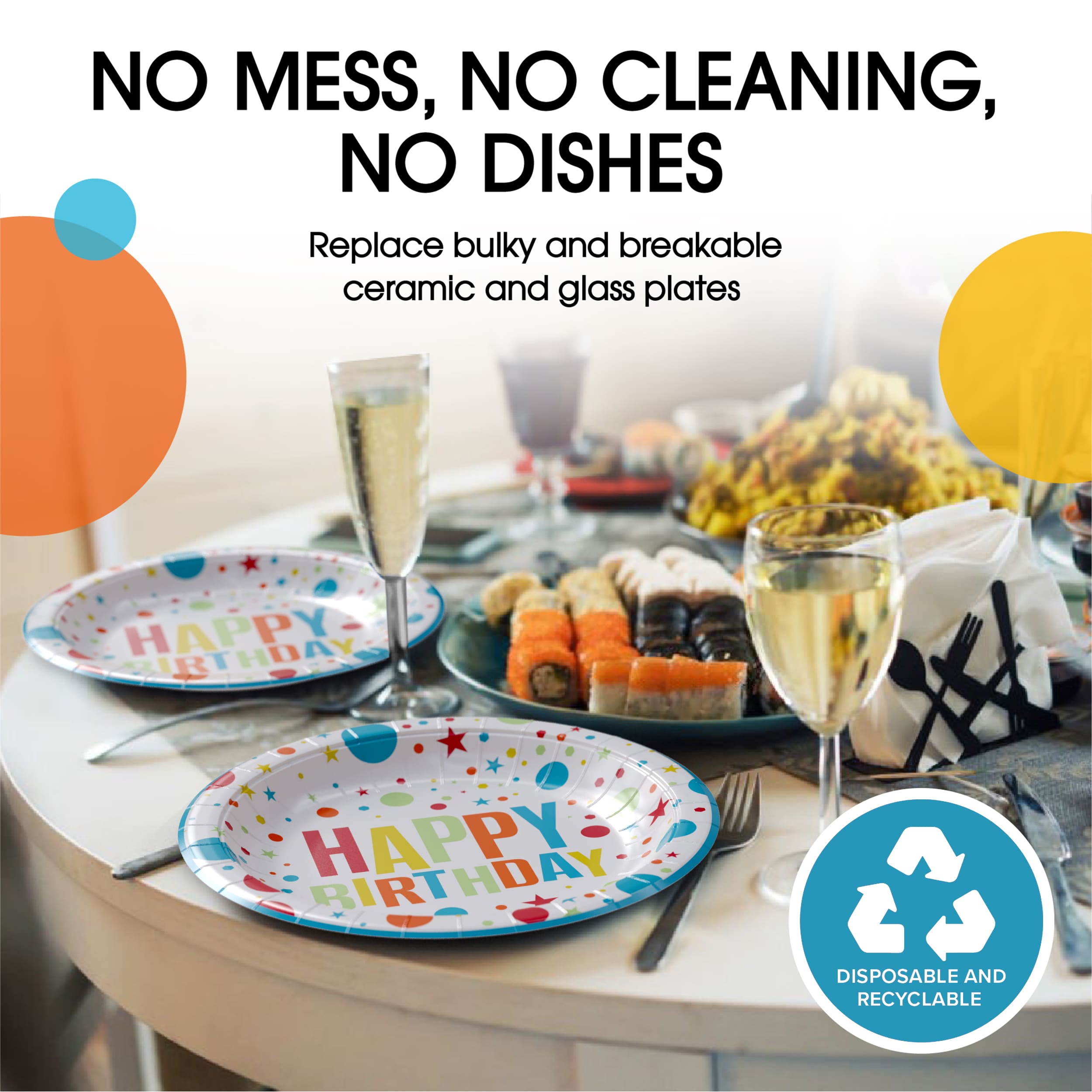 9 In.Birthday Print Paper Plates - 50 Ct.| Case of 20