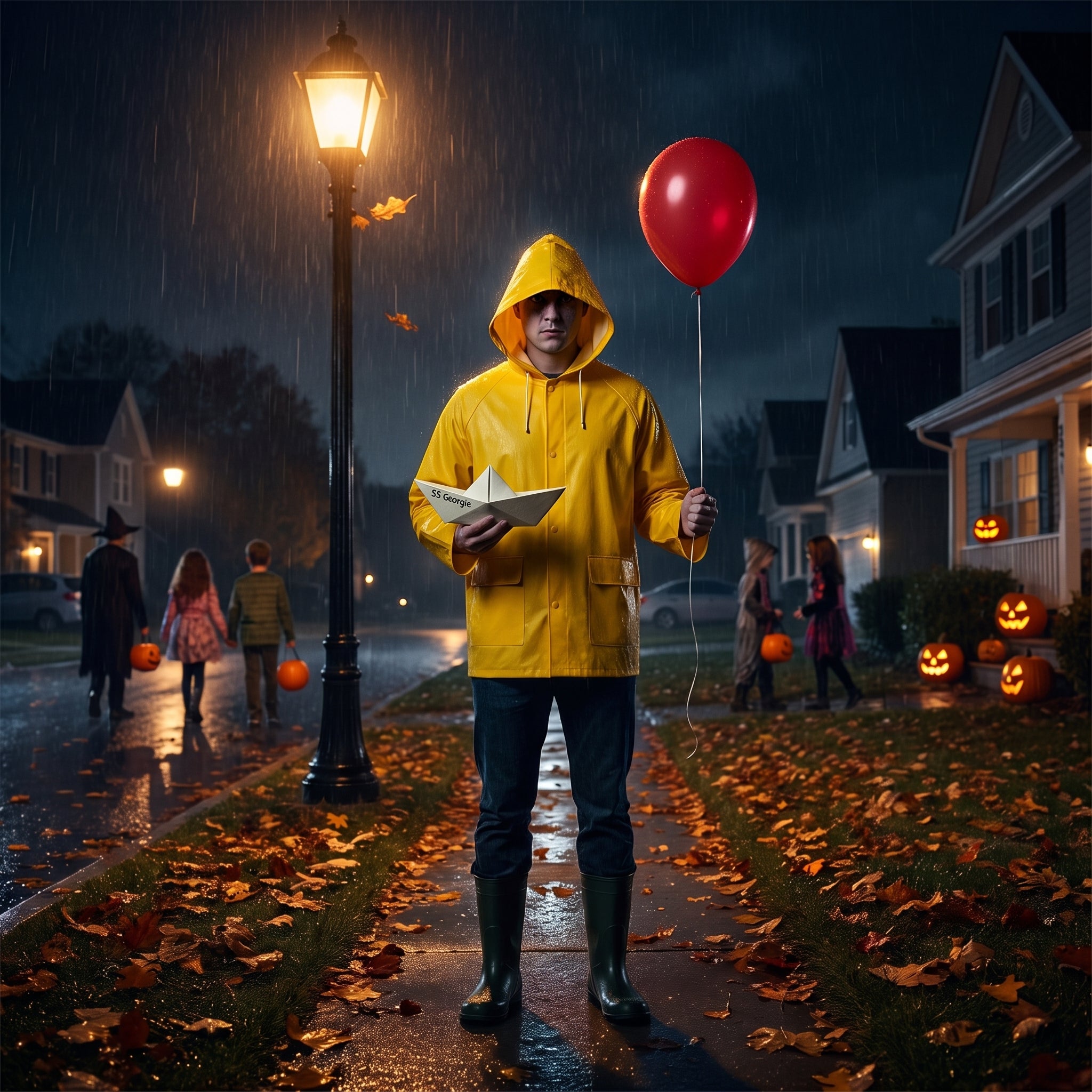 Adult Georgie Raincoat Costume Set from IT Movie - Adult One Size