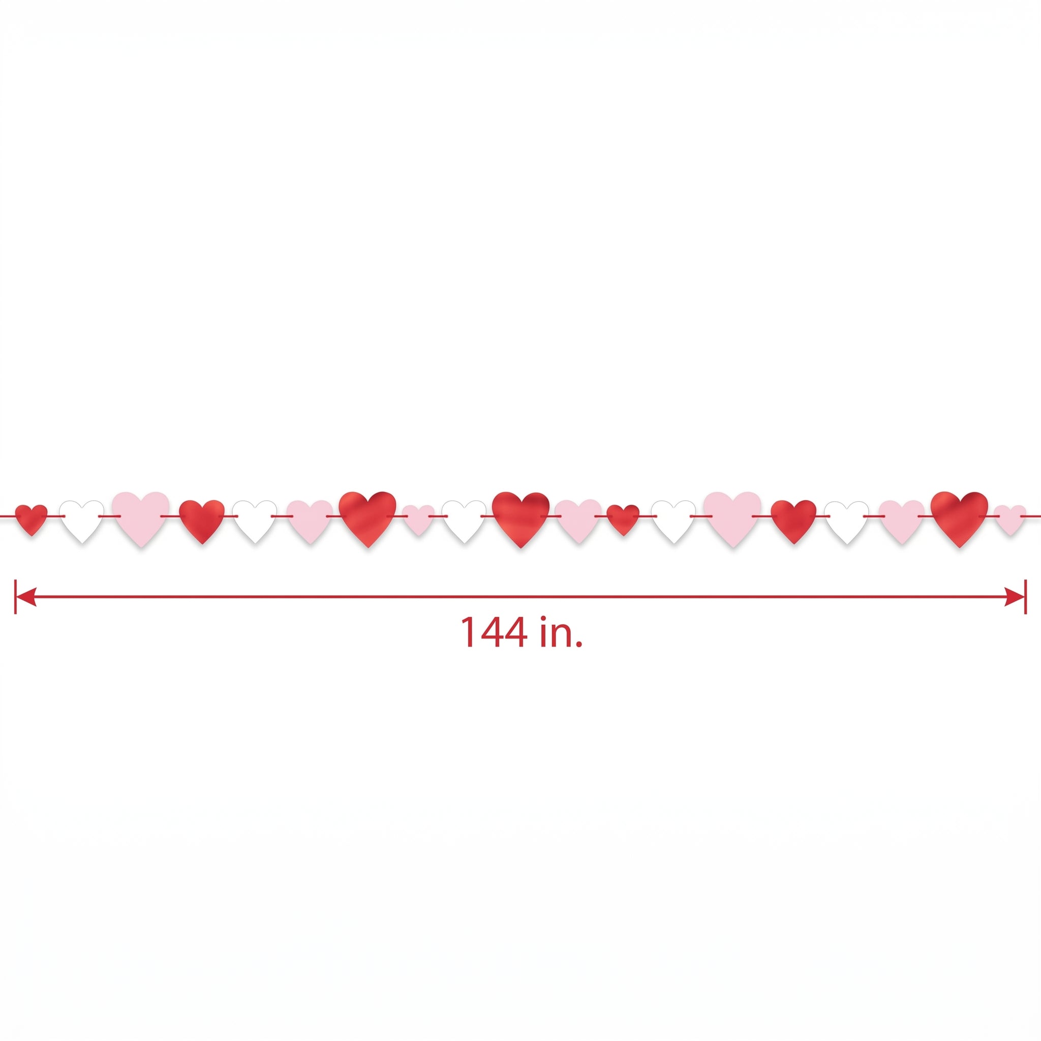 Valentine's Day Heart Garland Decoration, 12-ft