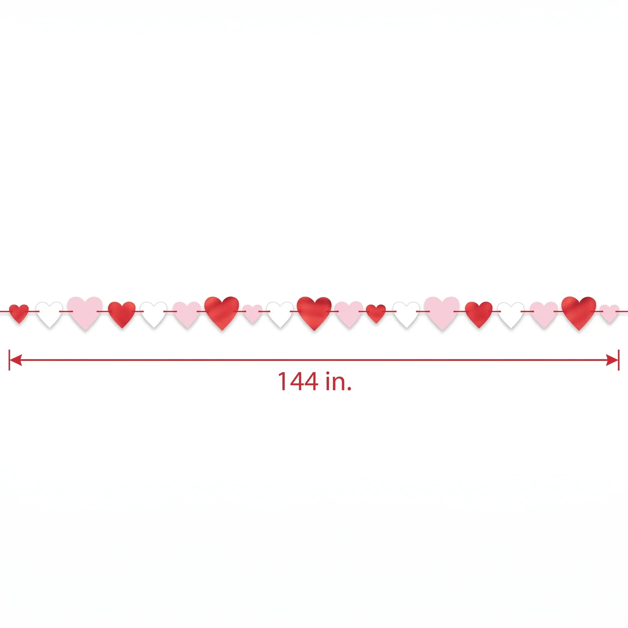 Valentine's Day Heart Garland Decoration, 12-ft