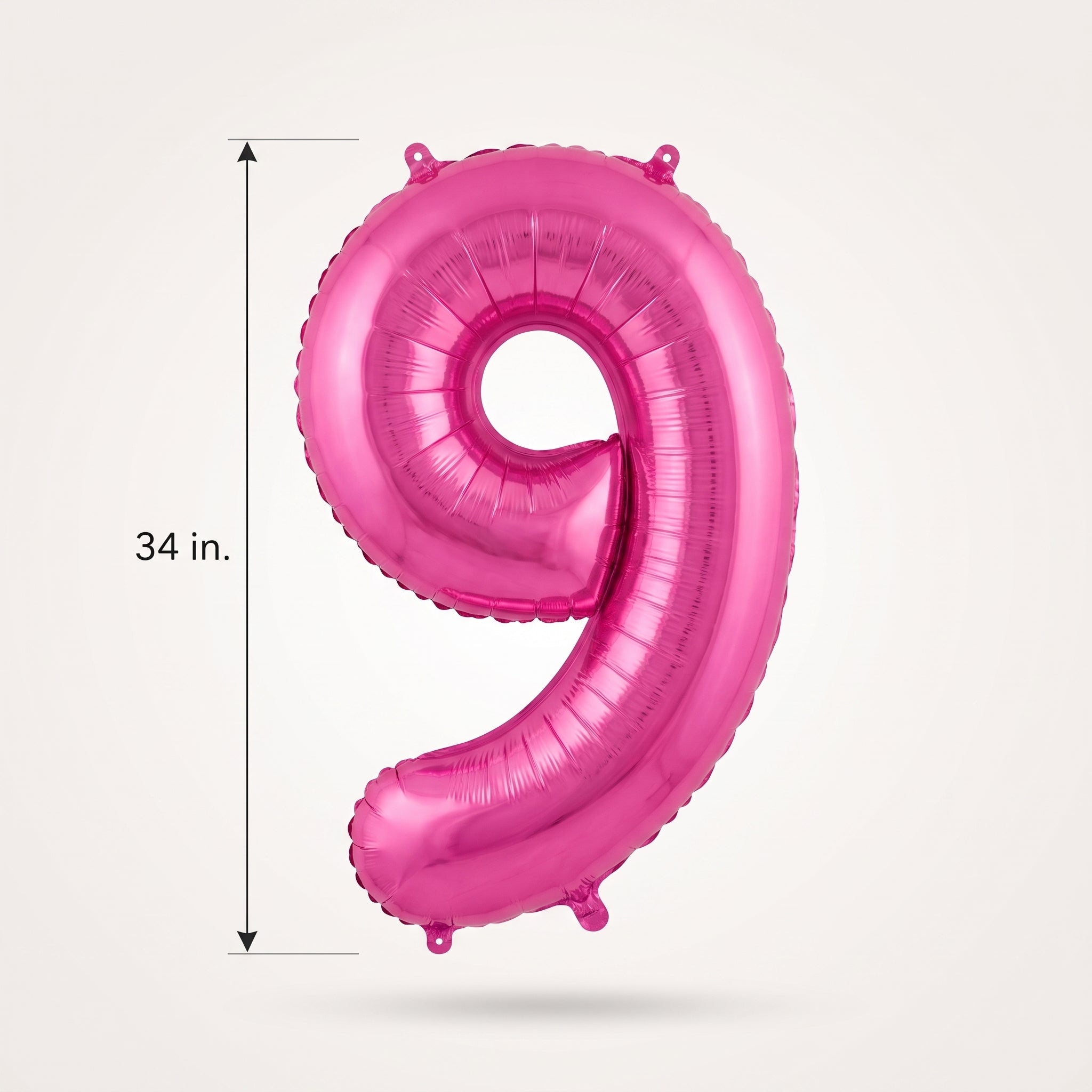 Bright Pink Number 9 Foil Balloon