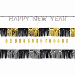 Festive New Year's Eve Banner Kit - Gold, Silver, & Black