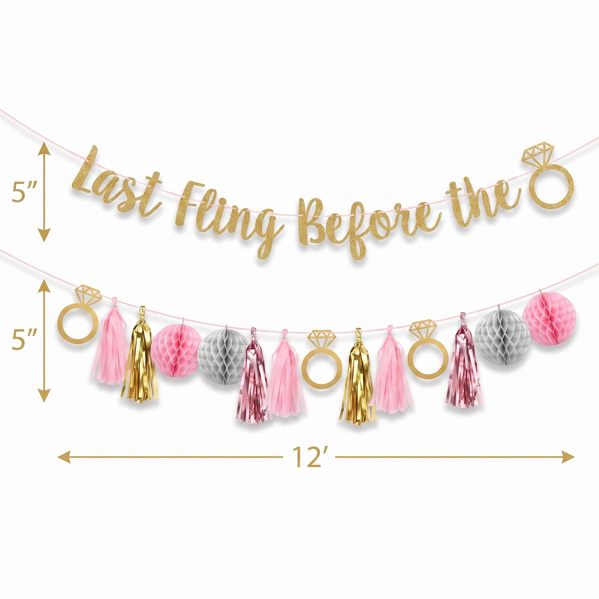 Glitter "Last Fling Before the Ring" Banner Decoration - 2 Pack