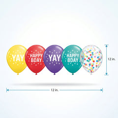 Colorful Celebration Latex Birthday Balloons, 12-Inch, 20-Pack