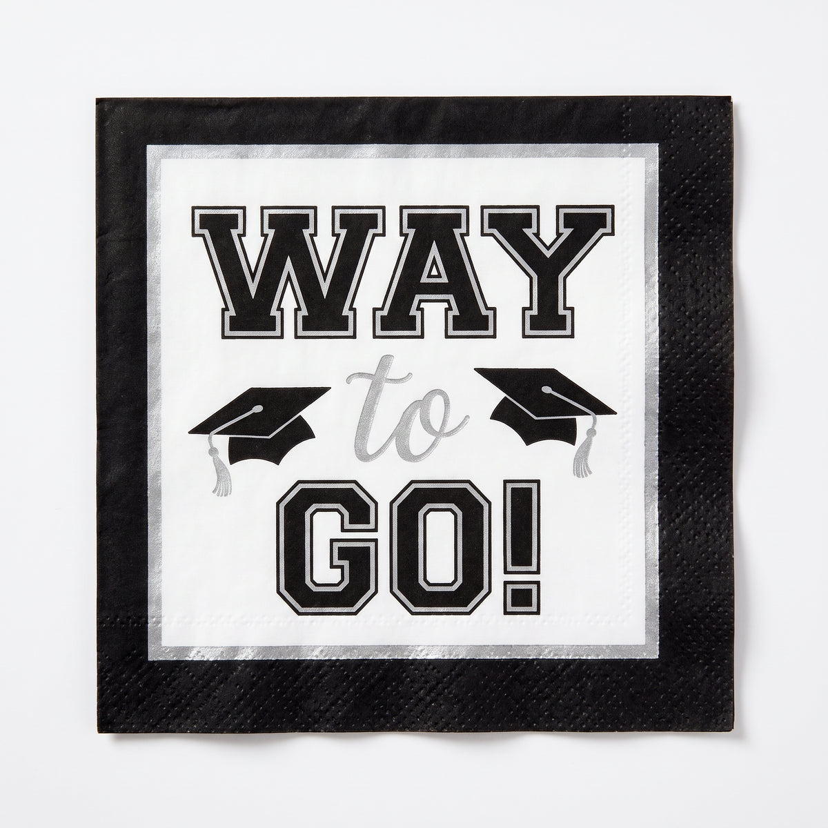 True to Your School Silver Graduation Beverage Napkins, 40-Pack - 5 In. X 5 In.