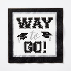 True to Your School Silver Graduation Beverage Napkins, 40-Pack - 5 In. X 5 In.