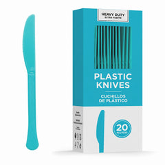 Heavyweight Caribbean Blue Plastic Knives - 7.5 In. | 20 Count