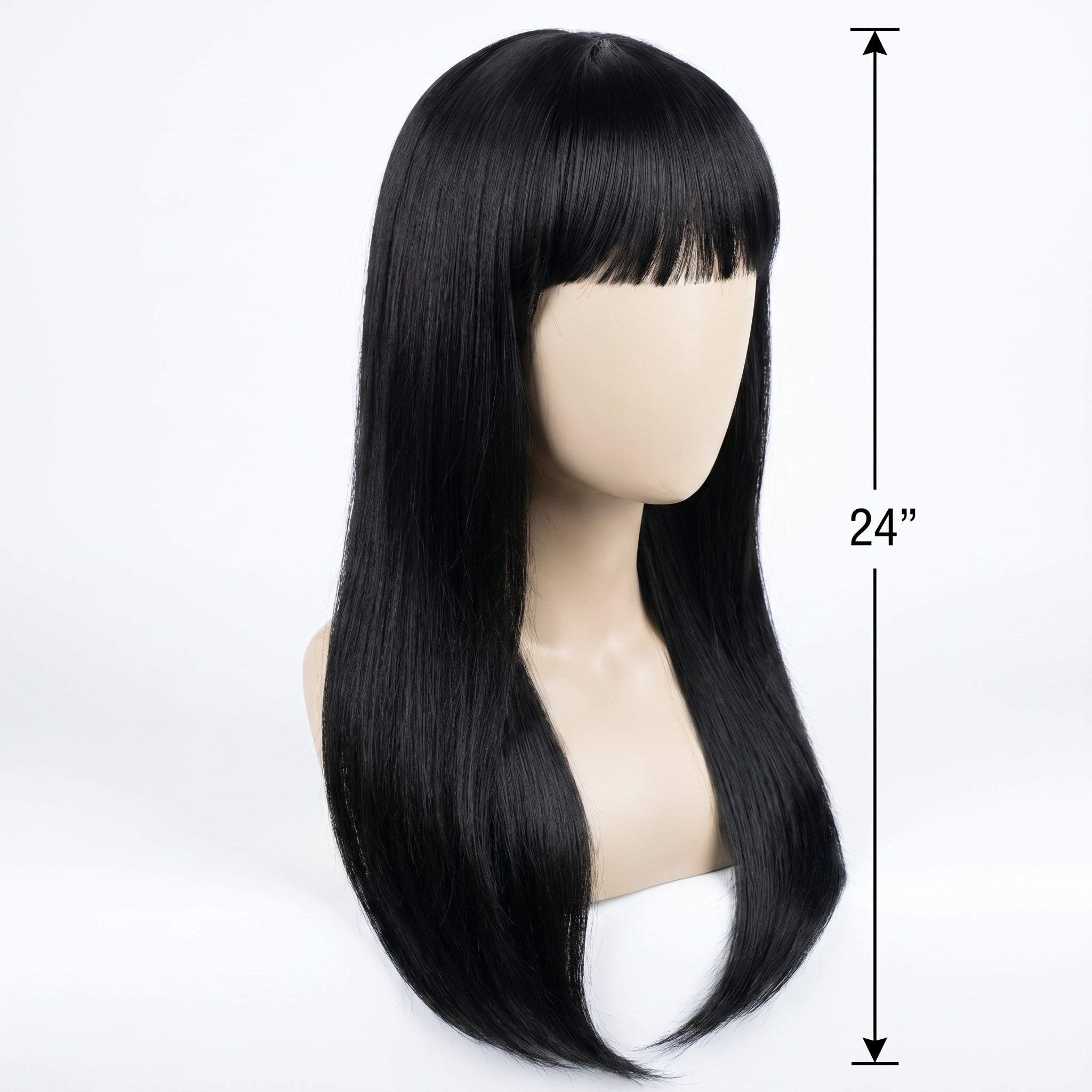 Sleek Black Wig with Stylish Bangs