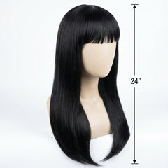 Sleek Black Wig with Stylish Bangs