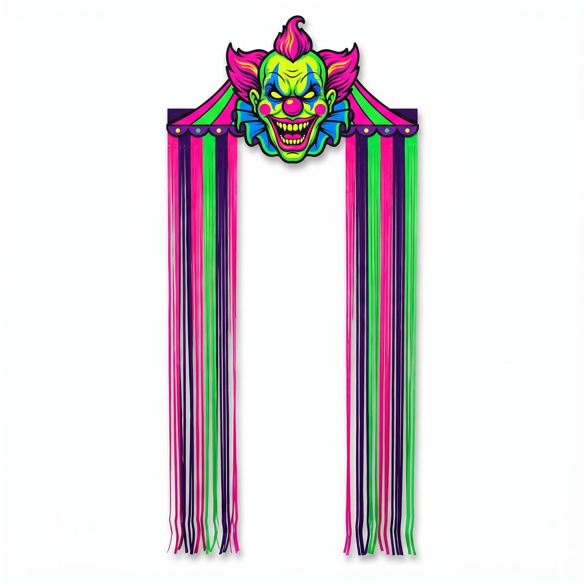 Creepy Carnival Neon Blacklight Doorway Curtain