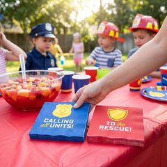 First Responders Beverage Napkins for Kids' Birthday Parties - 5 In. X 5 In.