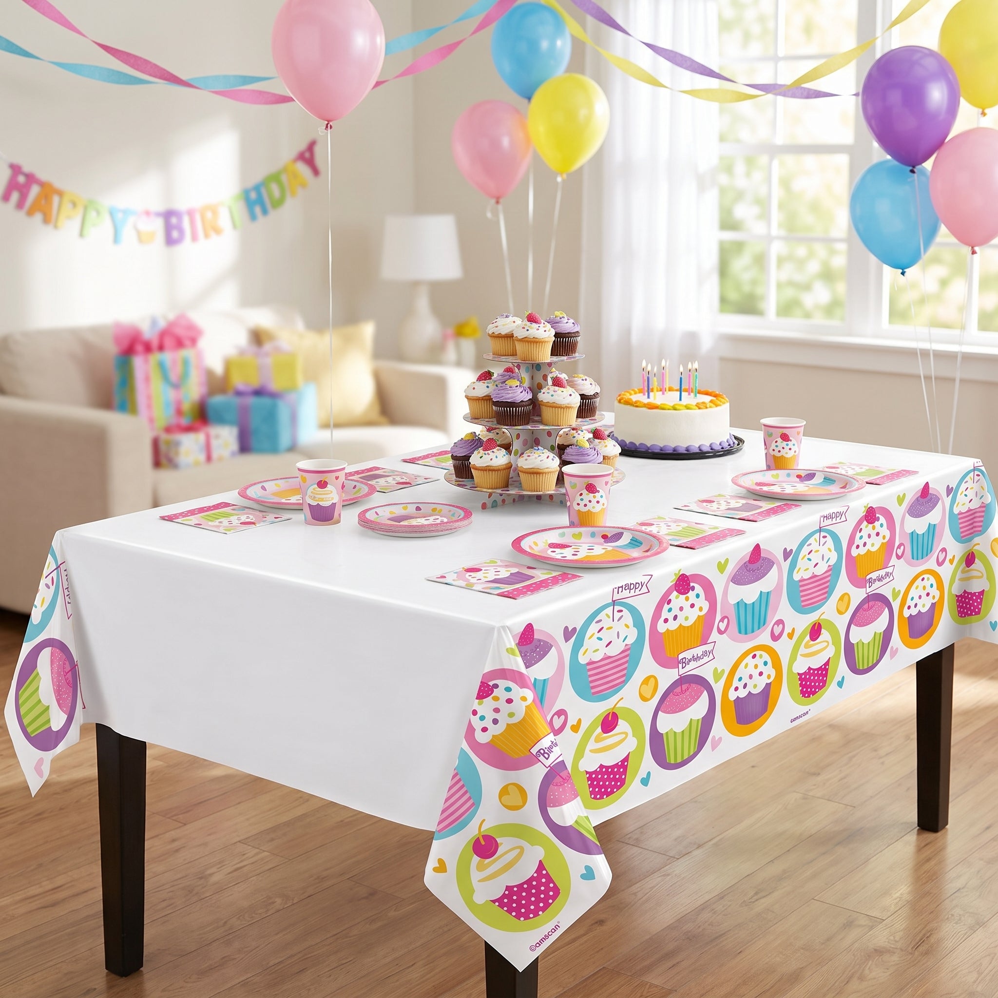 Cupcake Party Birthday Plastic Table Cover