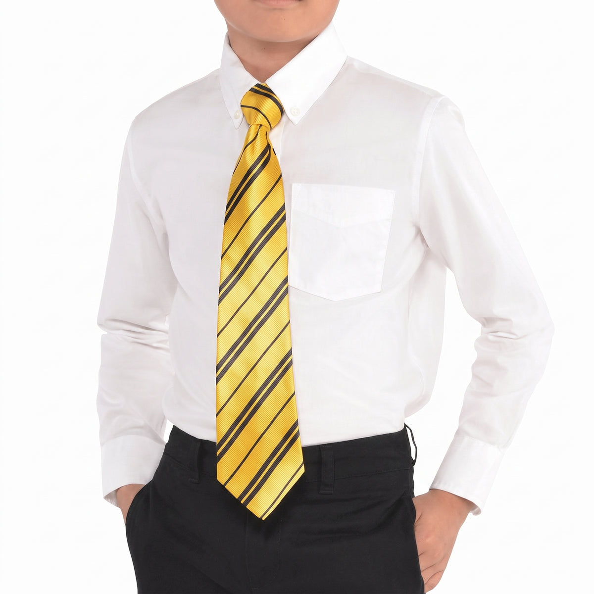 Harry Potter Hufflepuff Costume Tie for Kids - Black & Yellow Stripes