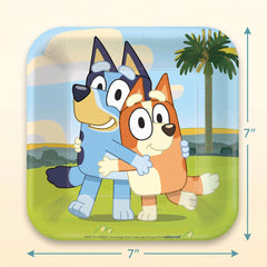 Bluey 7" Square Paper Plates - Kids Birthday Party Tableware