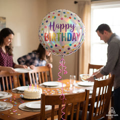 Iridescent Party Dots Birthday Foil Balloon - 18 Inch